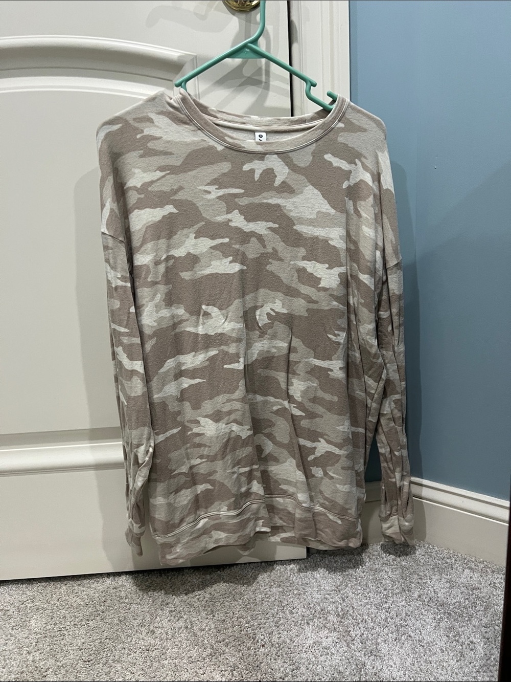 Athleta Long Sleeve Camo Crewneck - Taupe/Beige
